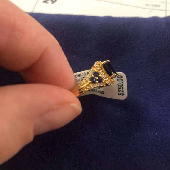 14kt gold over sterling silver lab created sapphire ring. BNWT size 7 - Picture 3 of 5